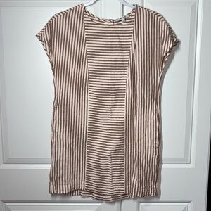 Madewell Rust Stripe Play Button-Back Tee Dress